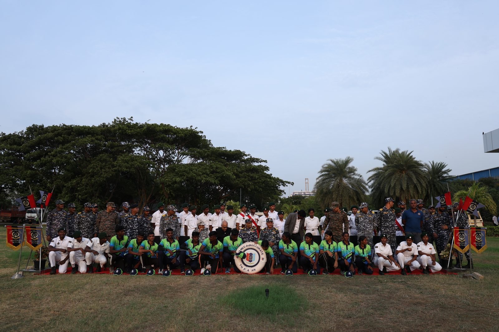 Group photograph of the full expedition contingent on the lawn