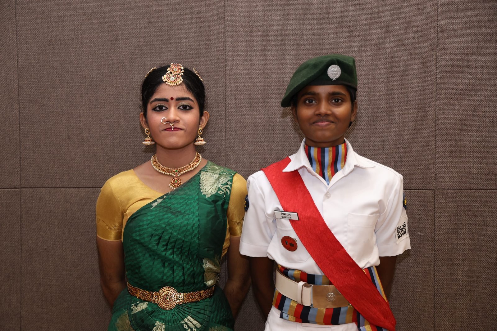 Classical dancer with an NCC cadet at the closing ceremony