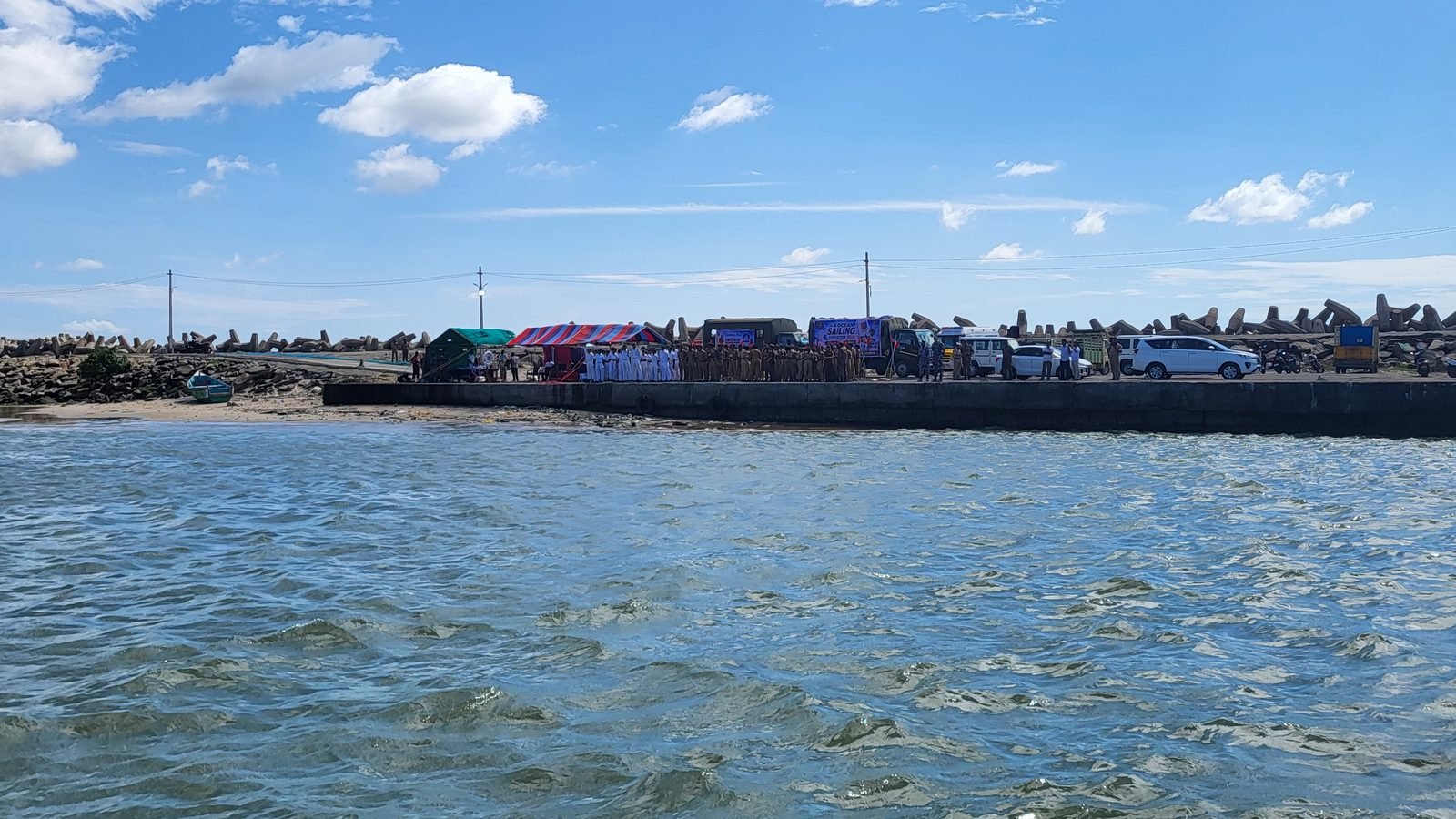 Expedition boats at the Kanyakumari shore ready for departure