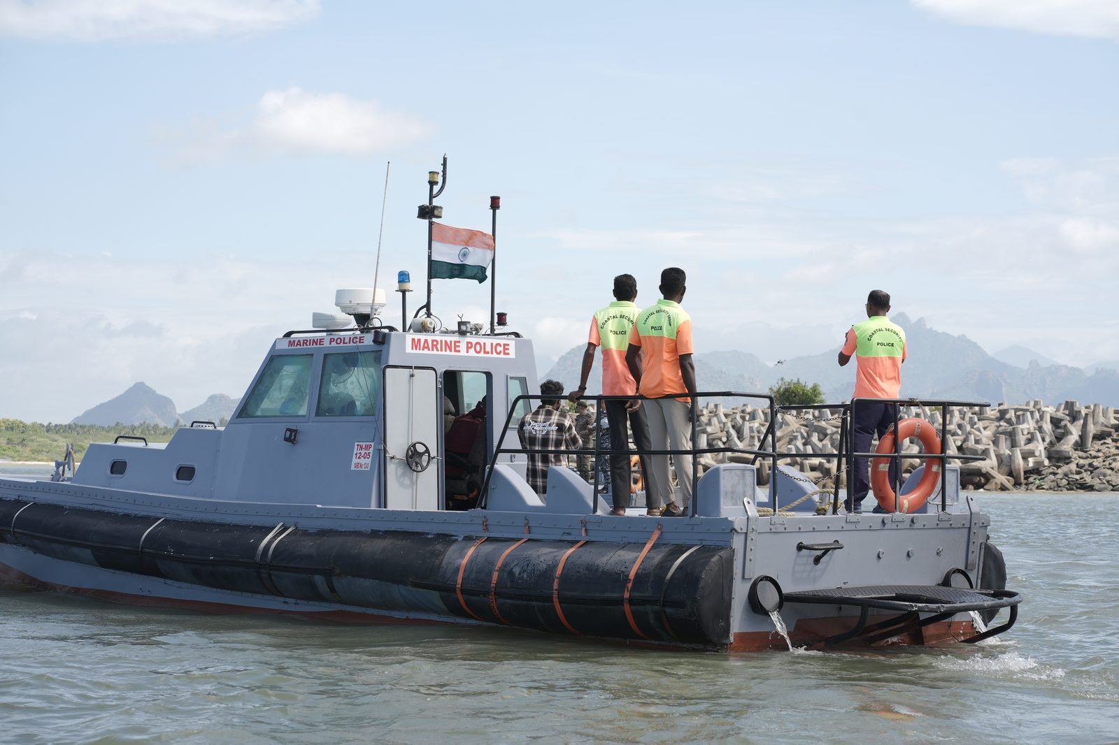 Whaler boats at sea during the Kanyakumari sailing exercise