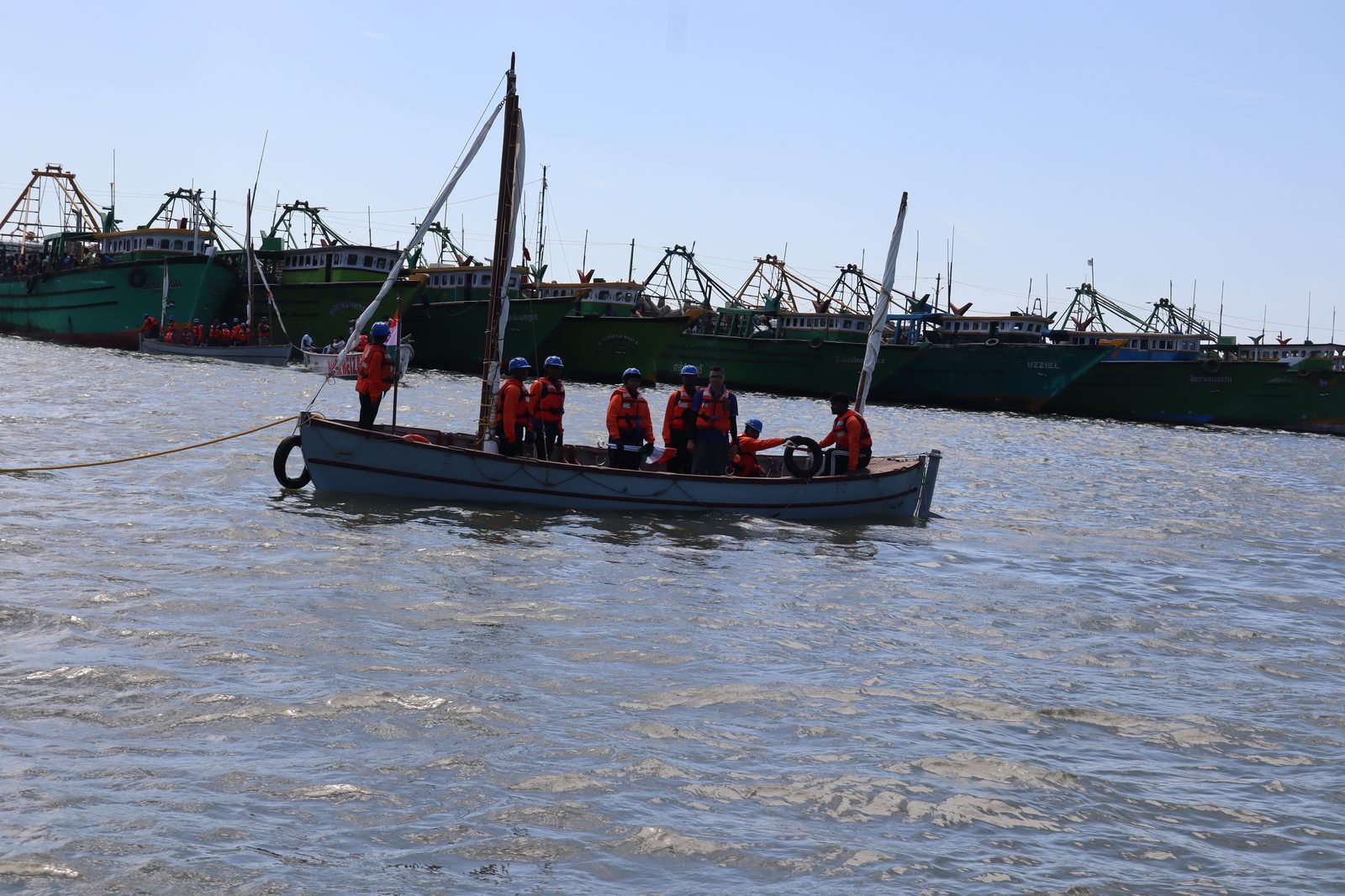 NCC whaler sailing with cadets in life jackets