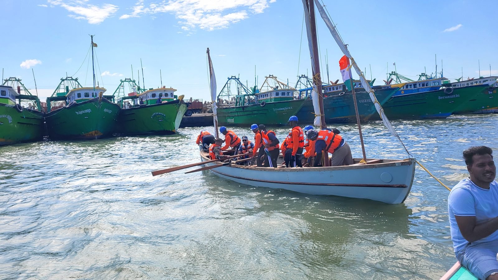 Boat drill on the Kanyakumari seafront