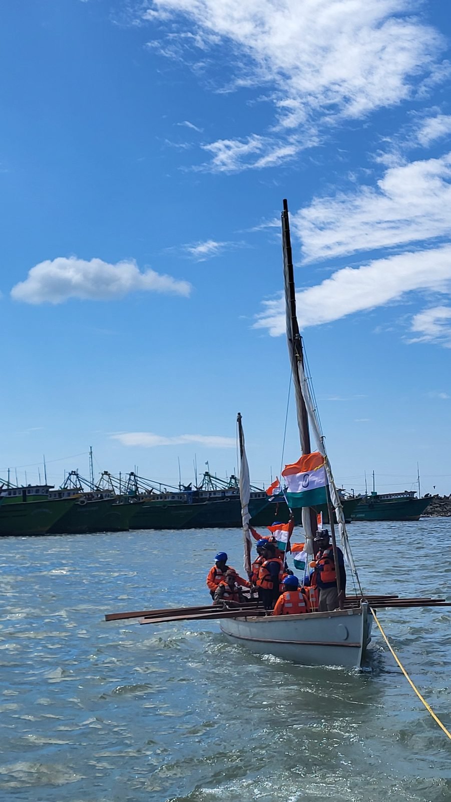 Kanyakumari harbour panorama at low tide