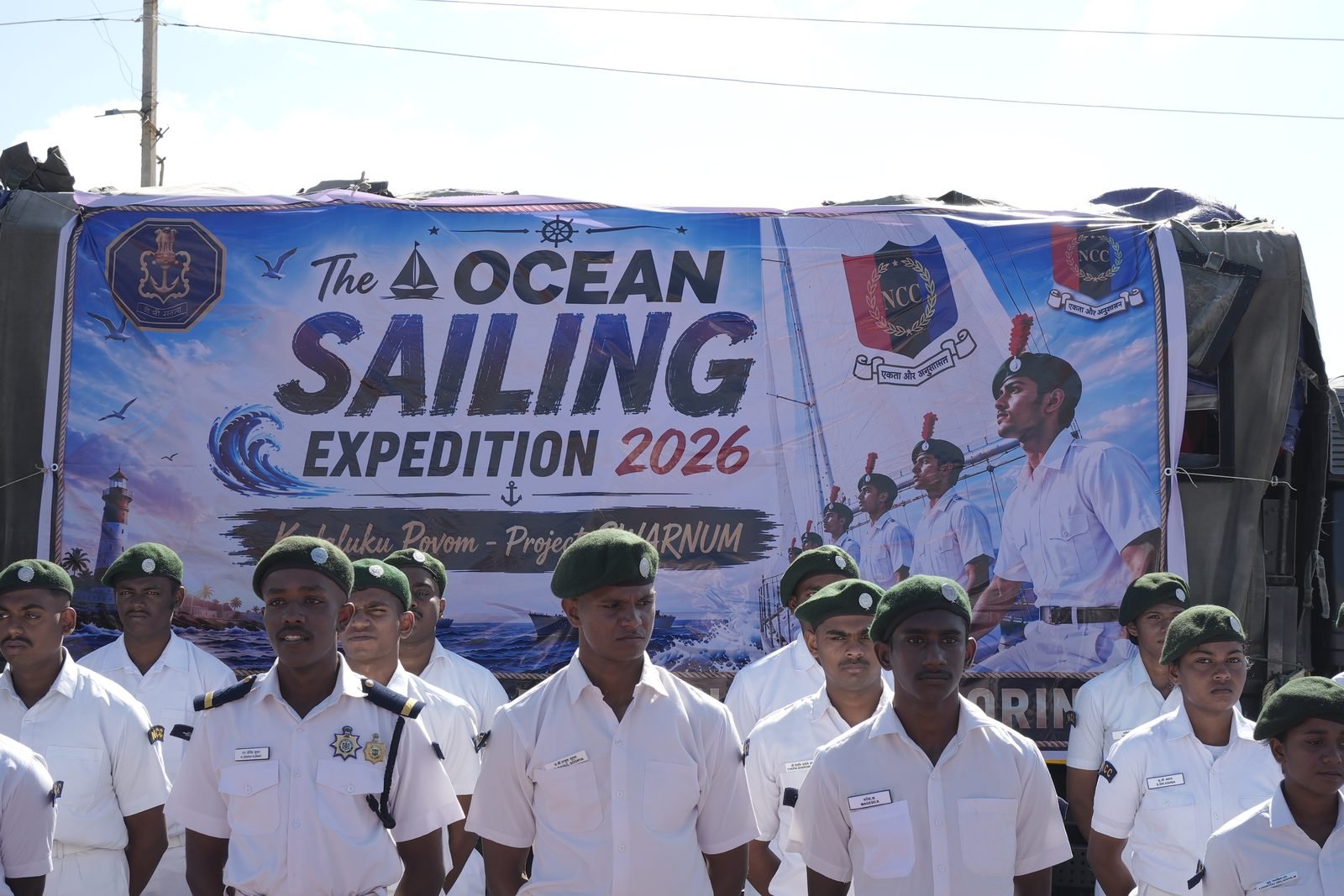 Fleet sailing in line astern off Kanyakumari