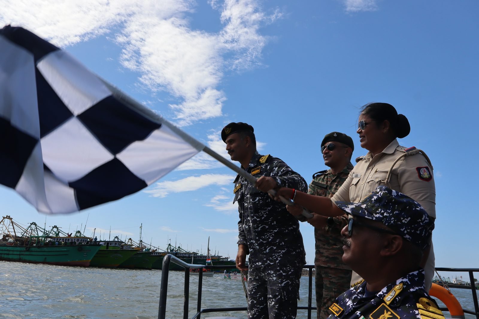 Cadets at the water's edge after a successful sail