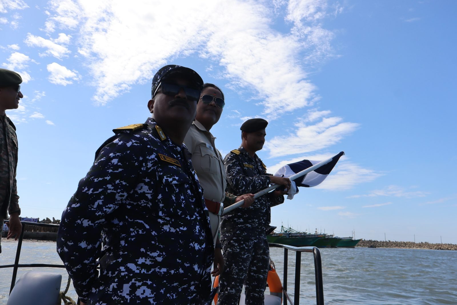 Flag-raising ceremony at the Kanyakumari base