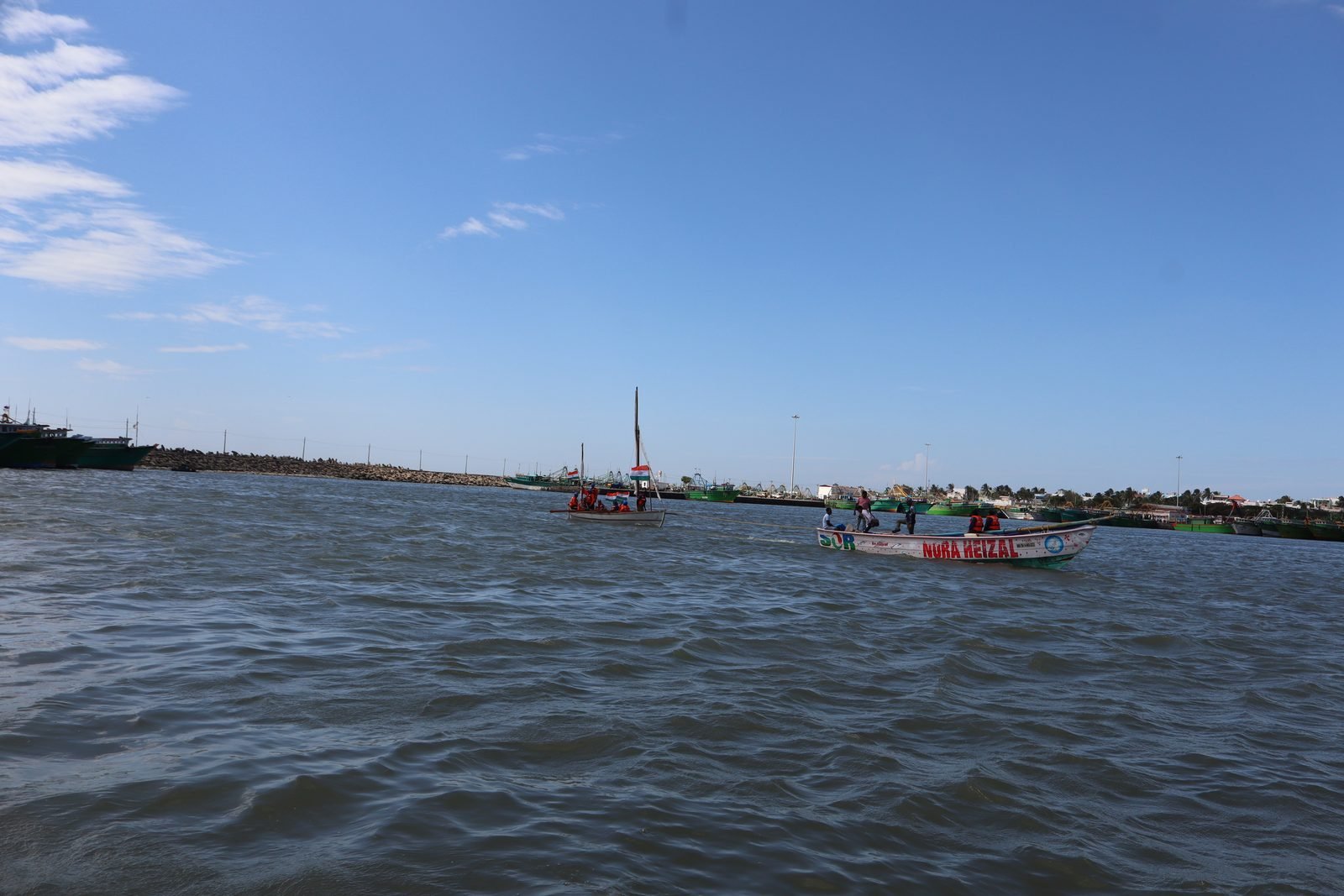 Whaler departing for the day's long sail