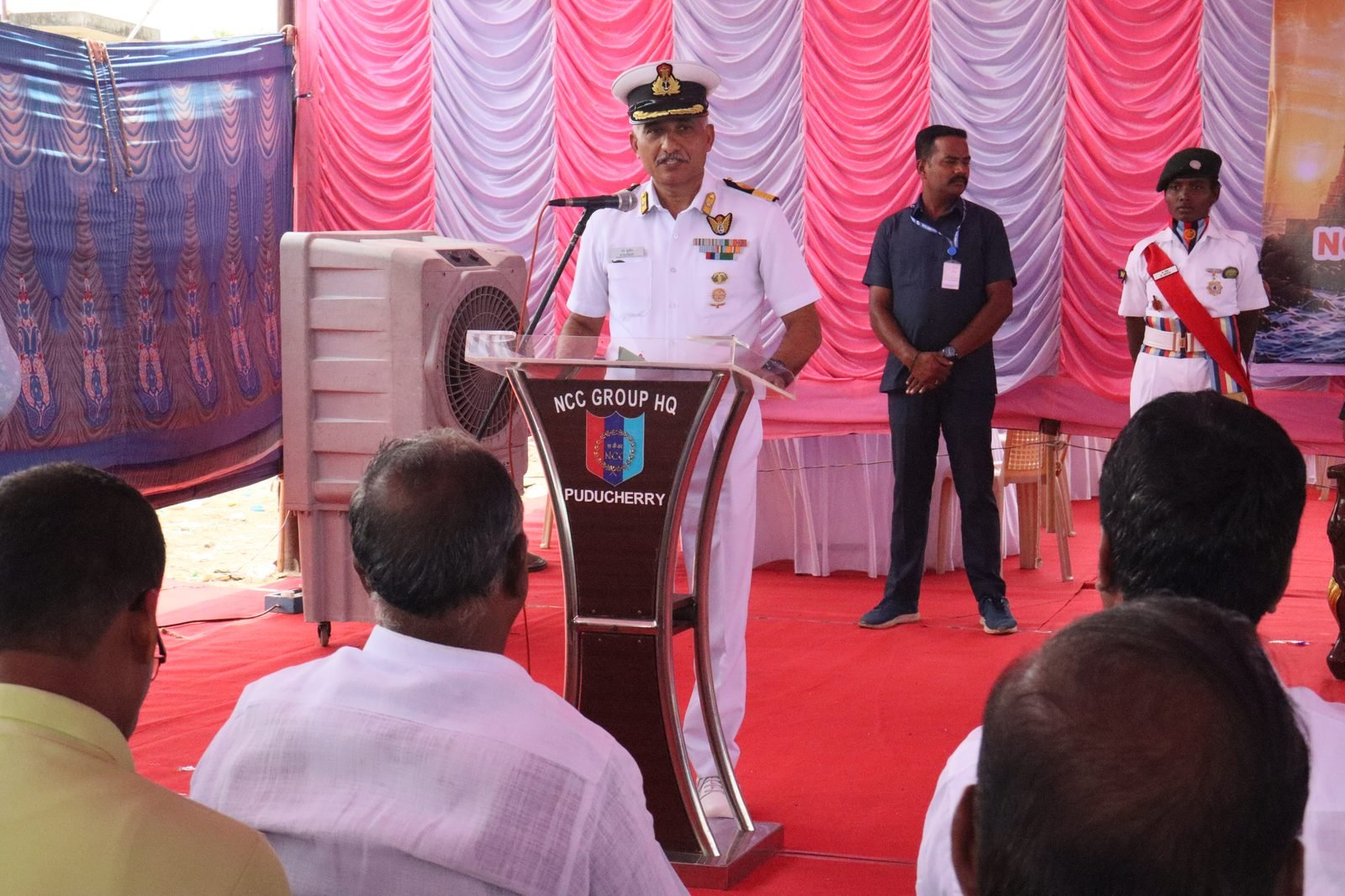 Officer addressing the gathering from NCC Group HQ Puducherry podium