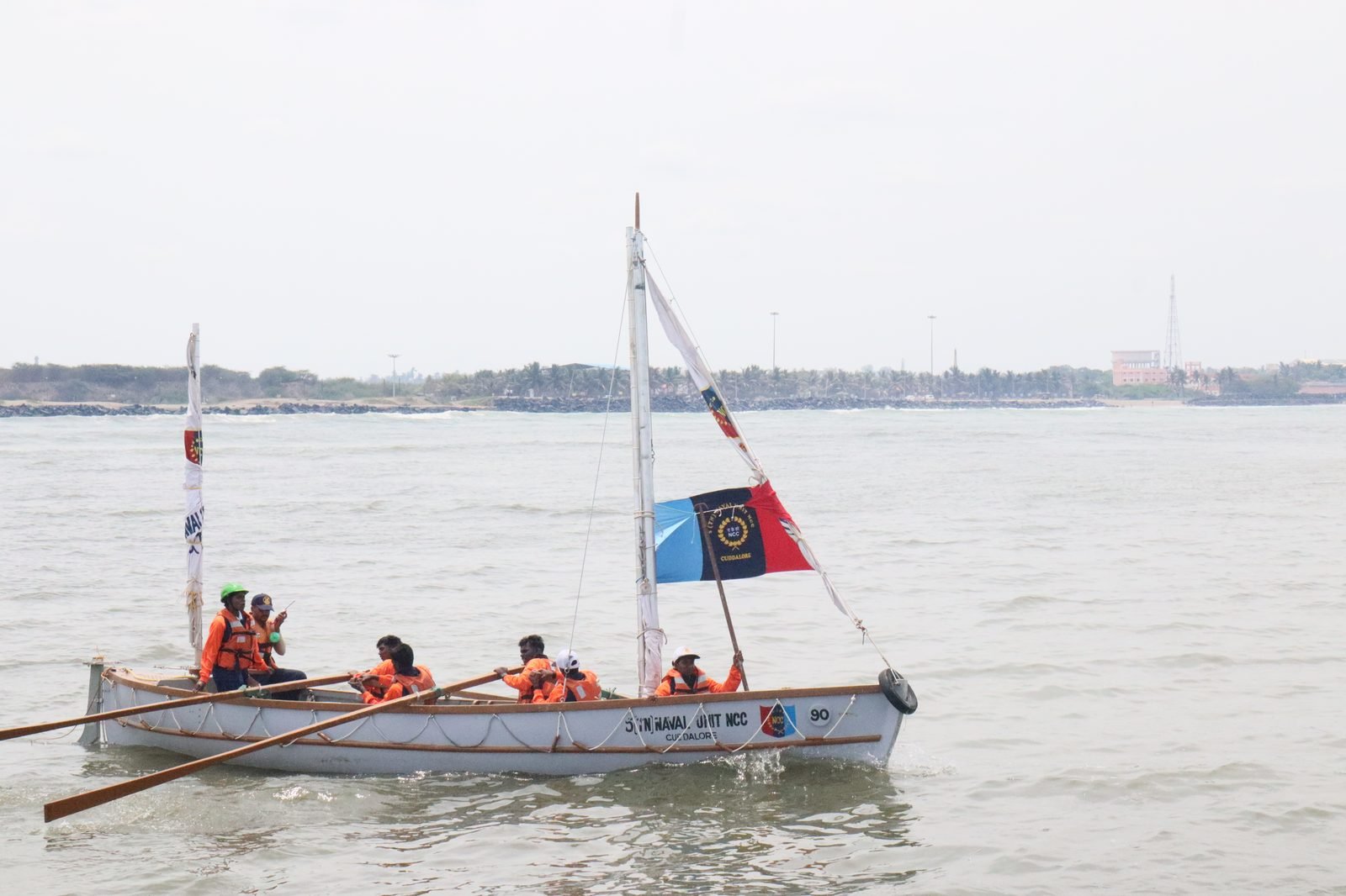 NCC whalers departing into the open sea from Puducherry