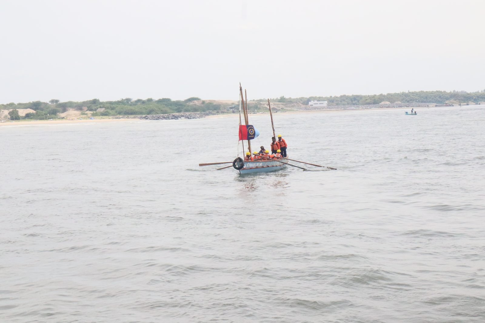 NCC cadets rowing the whaler boat at sea