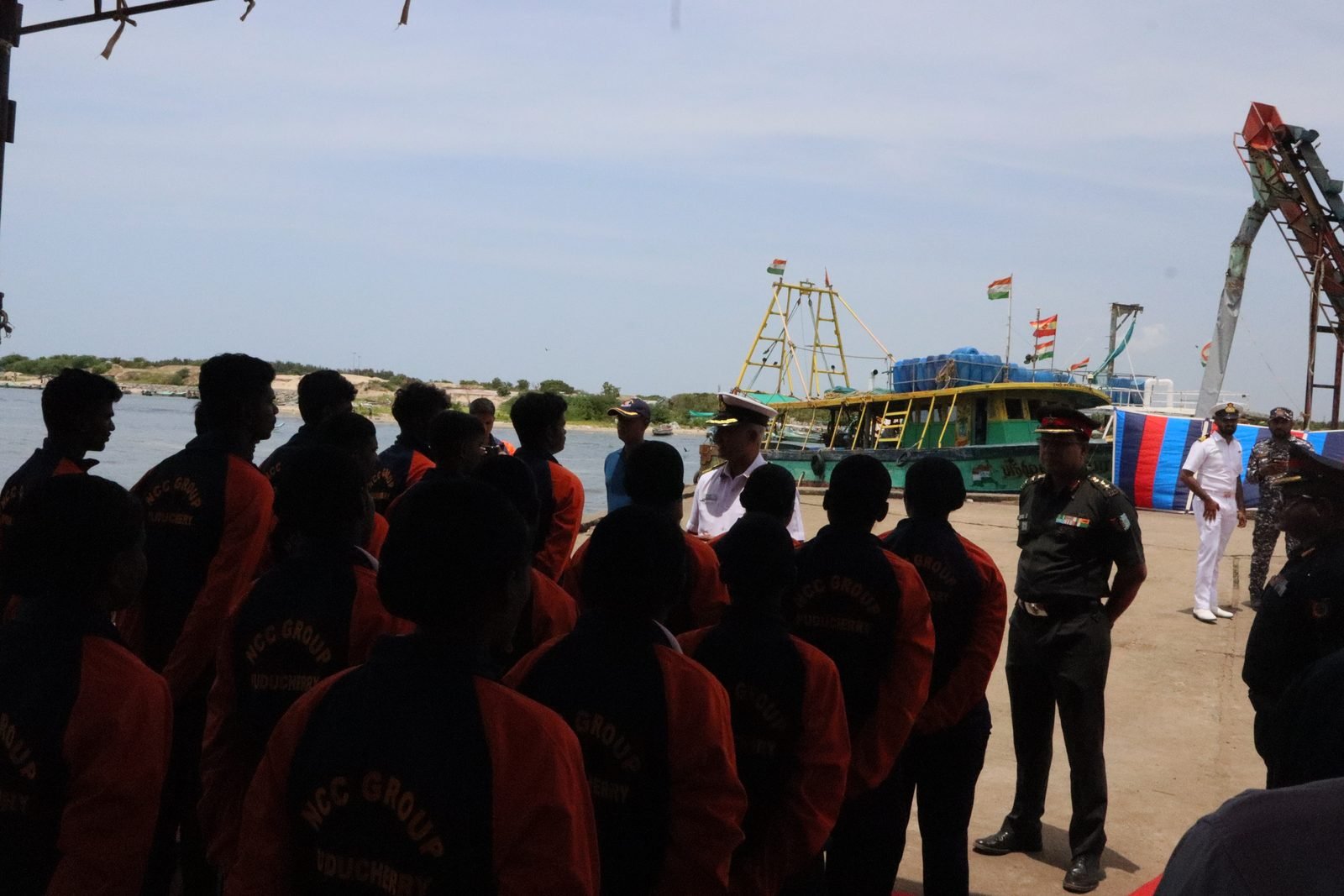Officers and cadets at the Project SWARNUM backdrop