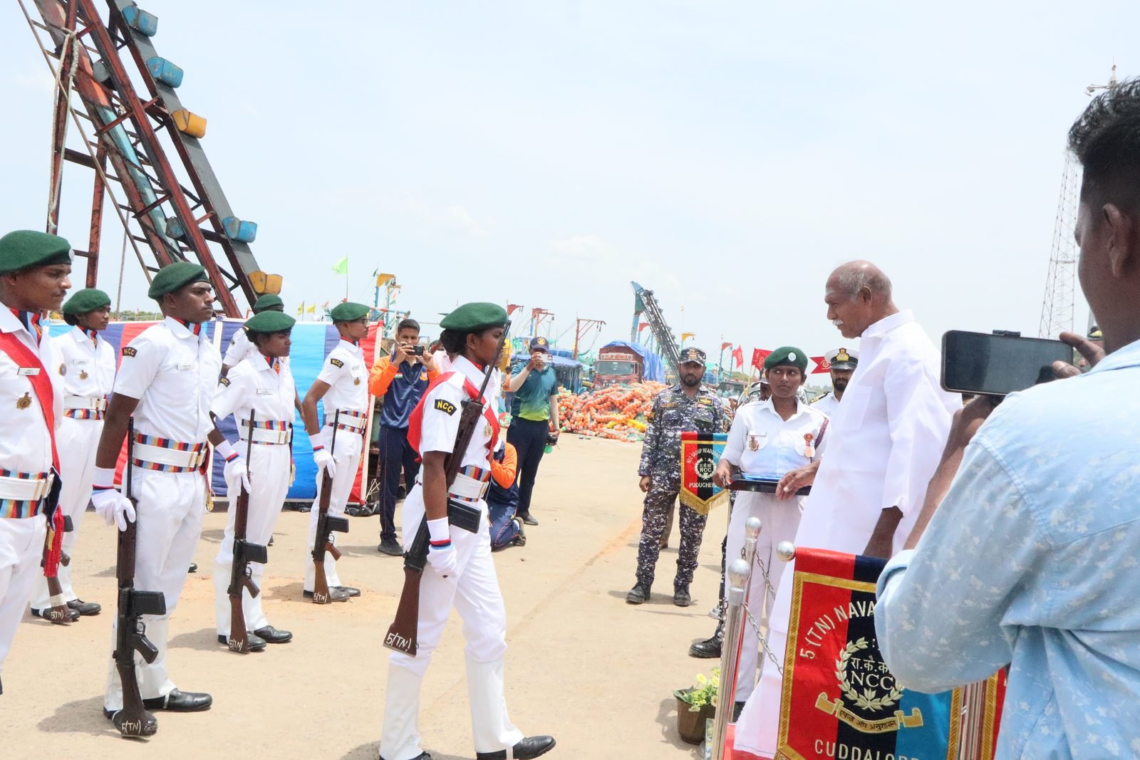 Pre-departure boat inspection at Puducherry pier