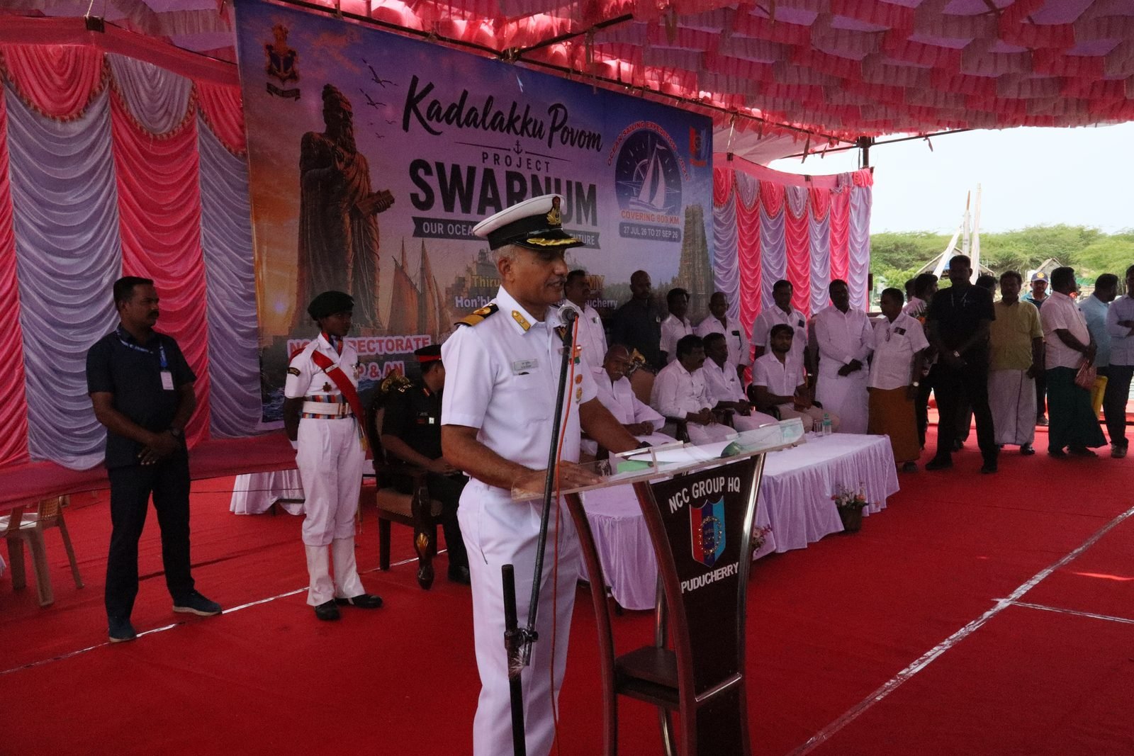 Whaler being readied with the NCC Puducherry pennant